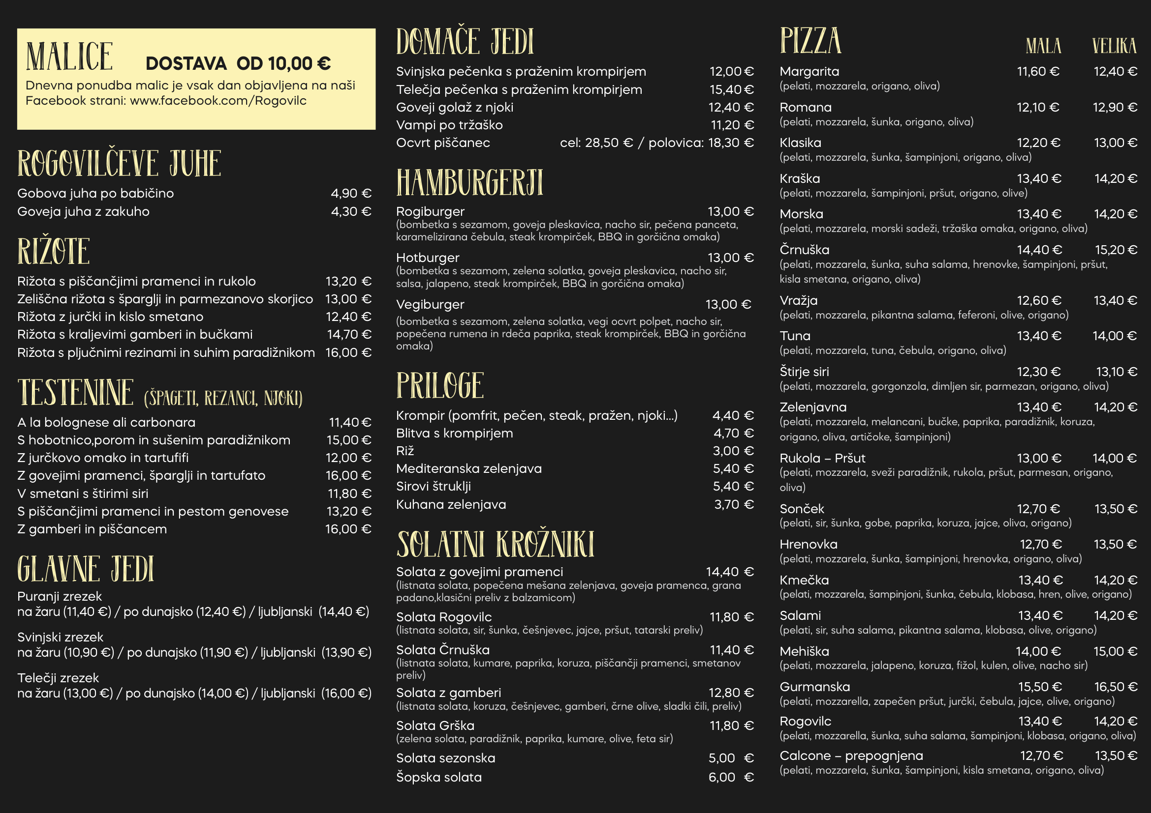 Dostava Rogovilc 2026